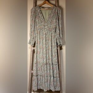 Flowy Floral Maxi Dress | Boho Romantic | Empire Waist V-Neck